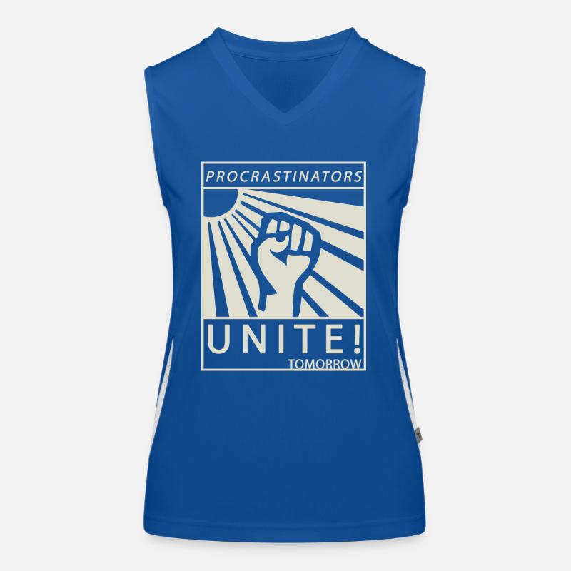 Procrastinators Unite Tomorrow Chillen Geschenk Funktionelles Kontrast-Tank Top für Frauen