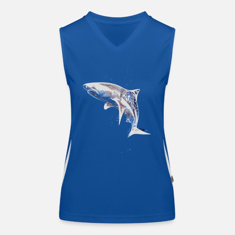 Requin, Requins, Poisson, Requin, Graffiti, Coloré, Gris Débardeur respirant contrasté Femme