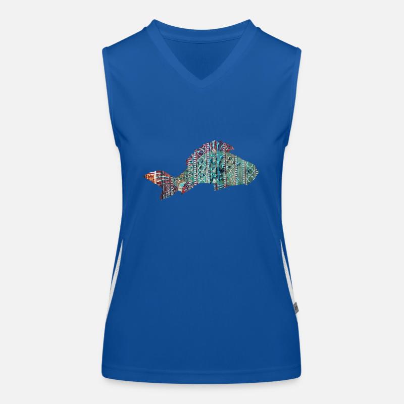Carp, Fish, Mosaic, Pattern Women's Functional Contrast Tank Top