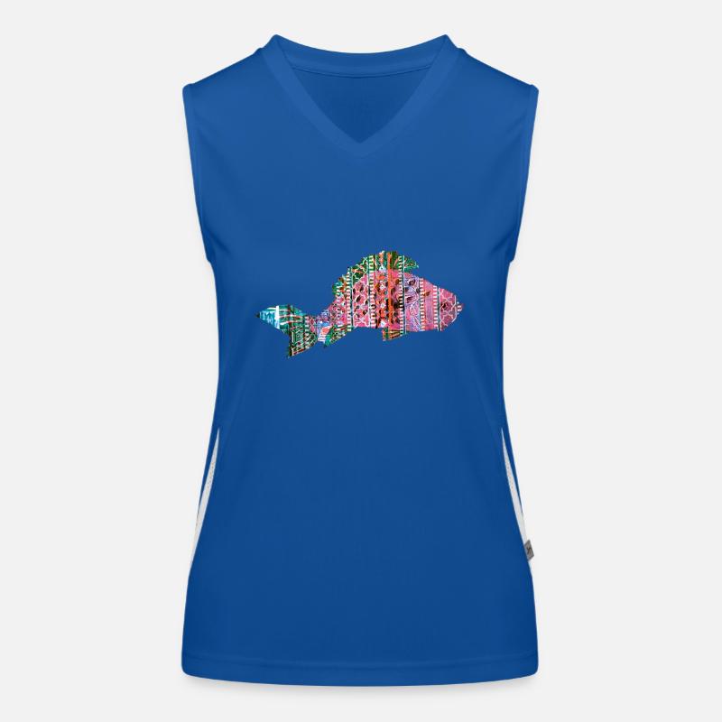 Carp, Fish, Mosaic, Pattern, Red Women's Functional Contrast Tank Top