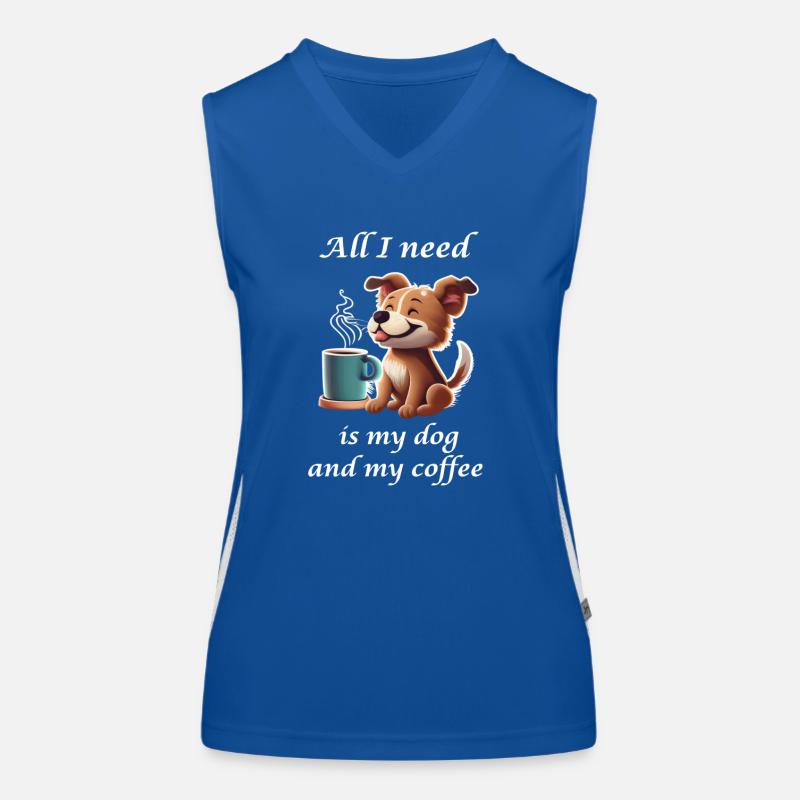 Süßer Hund mit Kaffeetasse Funktionelles Kontrast-Tank Top für Frauen