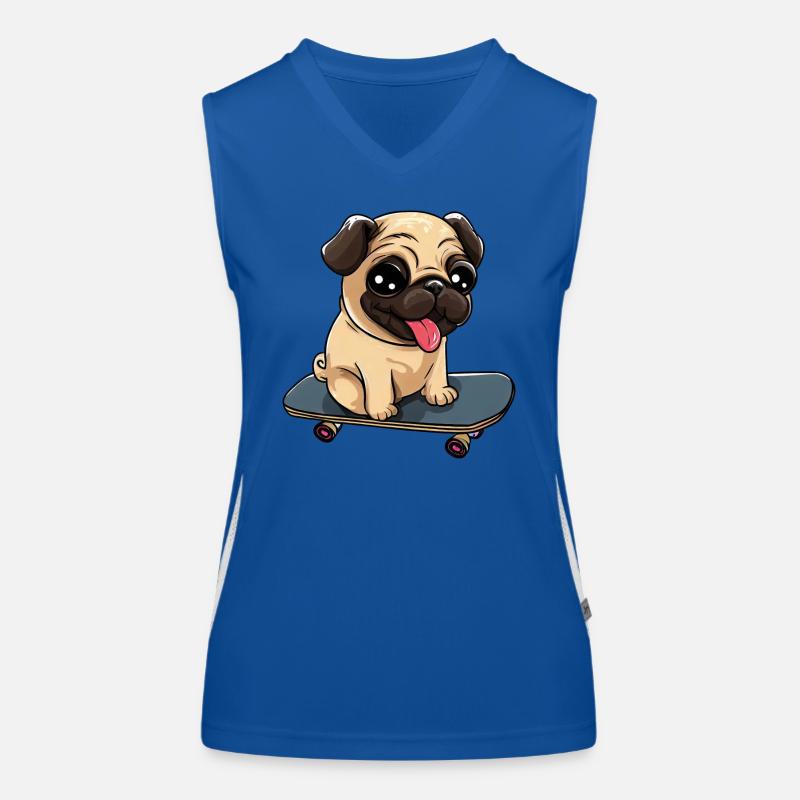 Skateboard Pug: Cute Rolling Fun Débardeur respirant contrasté Femme