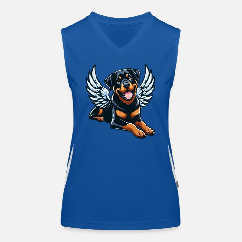 Süßer Rottweiler Engel Comic-Stil Funktionelles Kontrast-Tank Top für Frauen