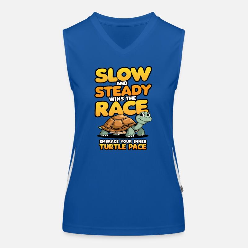Slow and steady wins the race embrace turtle pace Funktionelles Kontrast-Tank Top für Frauen