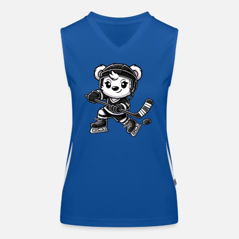 Eisbär Chibi Eishockeyspieler Funktionelles Kontrast-Tank Top für Frauen