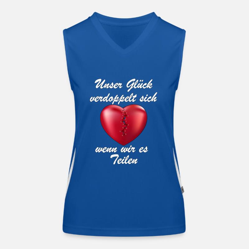 Spruch Glück verdoppelt sich wenn man es teilt Funktionelles Kontrast-Tank Top für Frauen