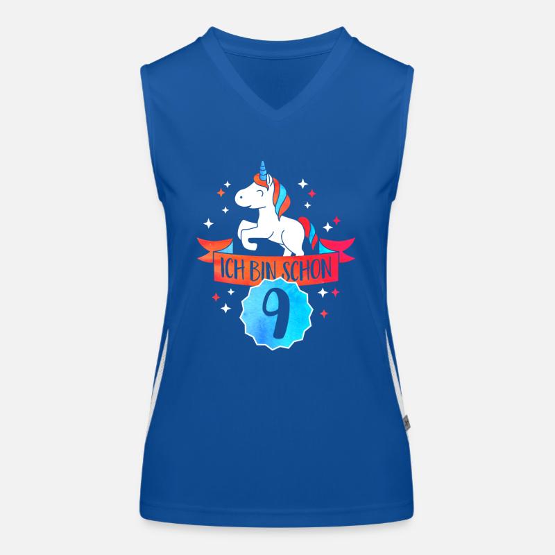 I am nine years old - birthday-Einhorn Women's Functional Contrast Tank Top