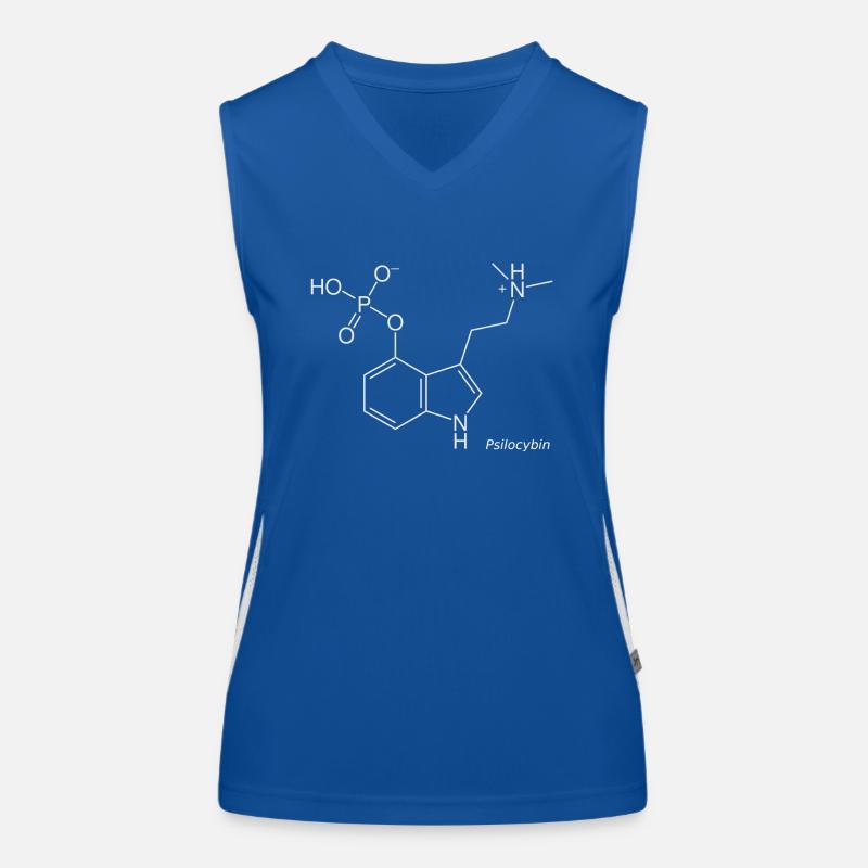 Psilocybin Molecule - White with Name Women's Functional Contrast Tank Top