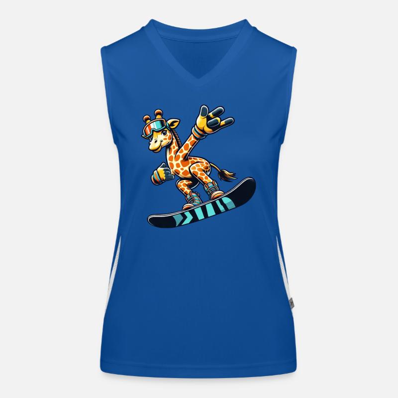 Coole Giraffe auf dem Snowboard Funktionelles Kontrast-Tank Top für Frauen