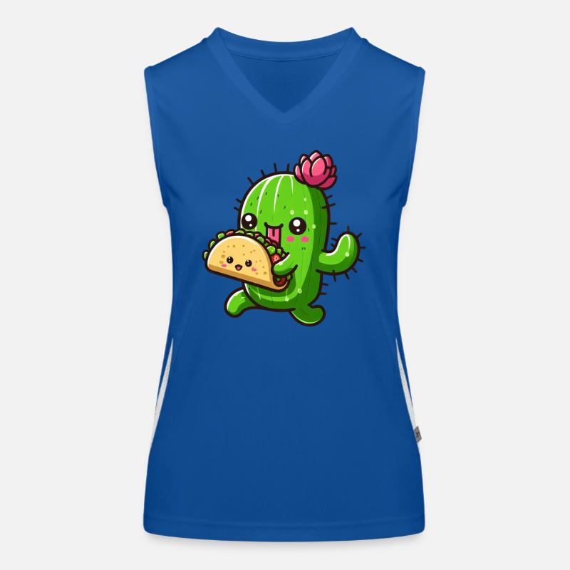 Conception de bande dessinée de tacos de cactus mignon Débardeur respirant contrasté Femme