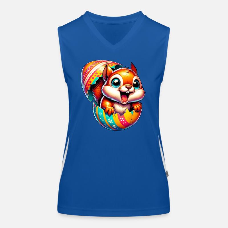 Easter Squirrel with Easter Egg: Cute Design Women's Functional Contrast Tank Top