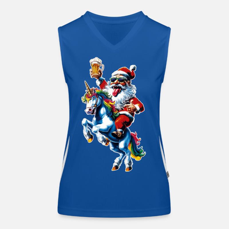 Weihnachtsmann Bier Einhorn Weihnachten Funktionelles Kontrast-Tank Top für Frauen