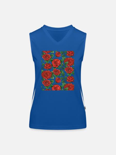 Motif Roses - Débardeur respirant contrasté Femme - bleu/blanc - Devant
