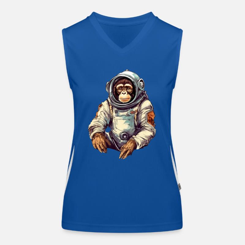 Space Monkey Retro Drawing Women's Functional Contrast Tank Top