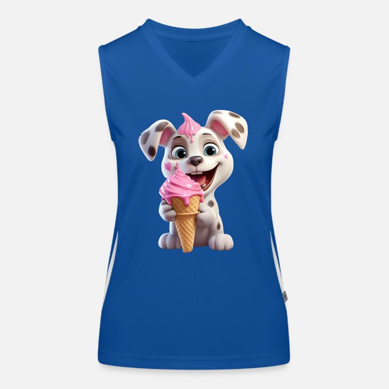 Hund mit Eiscreme Funktionelles Kontrast-Tank Top für Frauen