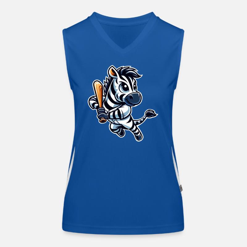 Zebra Baseball Player Sports Design Women's Functional Contrast Tank Top