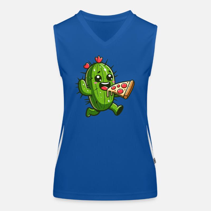 Süßer Kaktus Pizza Herz Comic Funktionelles Kontrast-Tank Top für Frauen