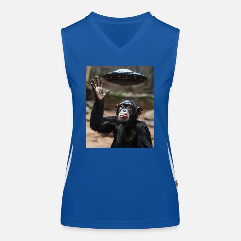 Schimpanse Affe UFO Funktionelles Kontrast-Tank Top für Frauen