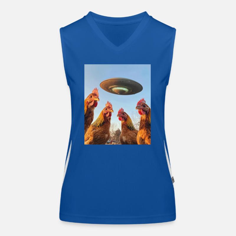 Chickens Selfie UFOs Women's Functional Contrast Tank Top