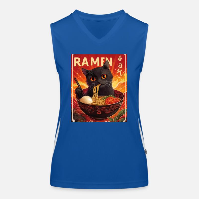 Katze isst Ramen Nudeln Japan Funktionelles Kontrast-Tank Top für Frauen