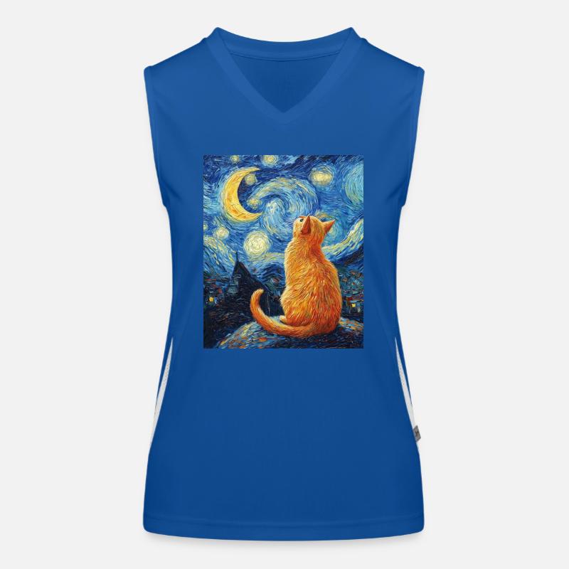 Cat Van Gogh Style Women's Functional Contrast Tank Top