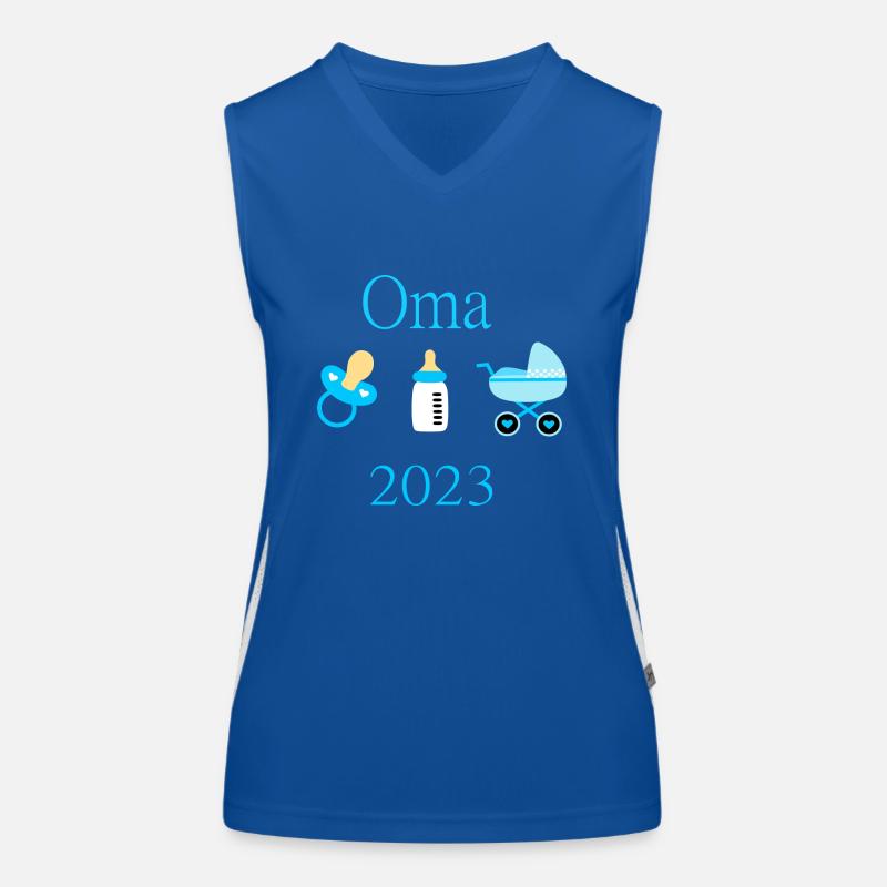 Oma 2023 Geburt Junge Vorlage Funktionelles Kontrast-Tank Top für Frauen