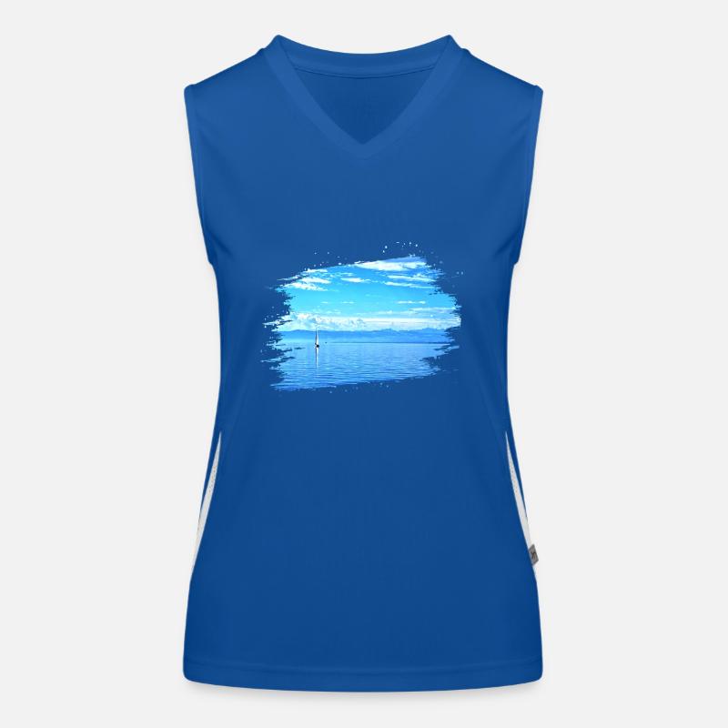 Sailing ship on Lake Constance Women's Functional Contrast Tank Top