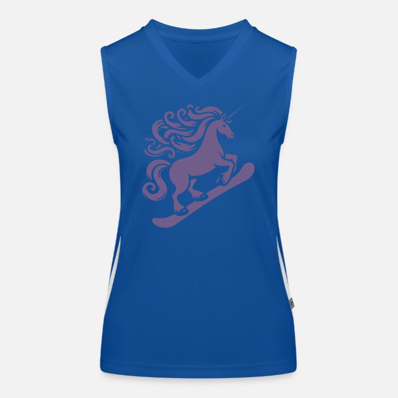 Minimalistisches Design: Einhorn Snowboarder Funktionelles Kontrast-Tank Top für Frauen