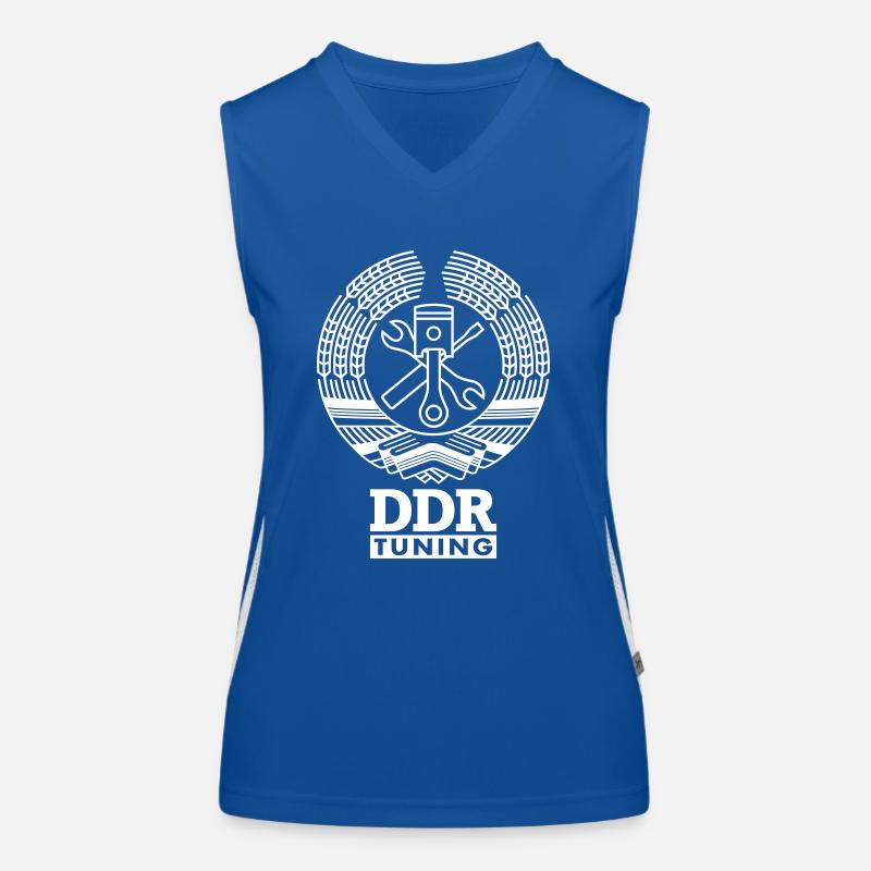 DDR Tuning Wappen 1c Funktionelles Kontrast-Tank Top für Frauen