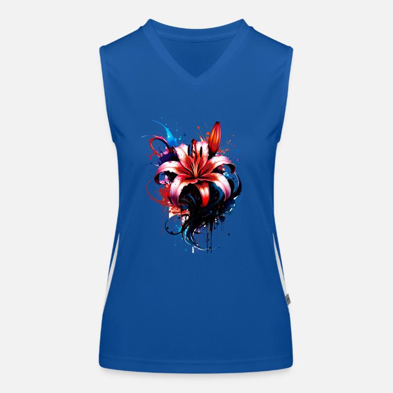 ink,hibiscus,illustration,painting,graffiti,flower Women's Functional Contrast Tank Top