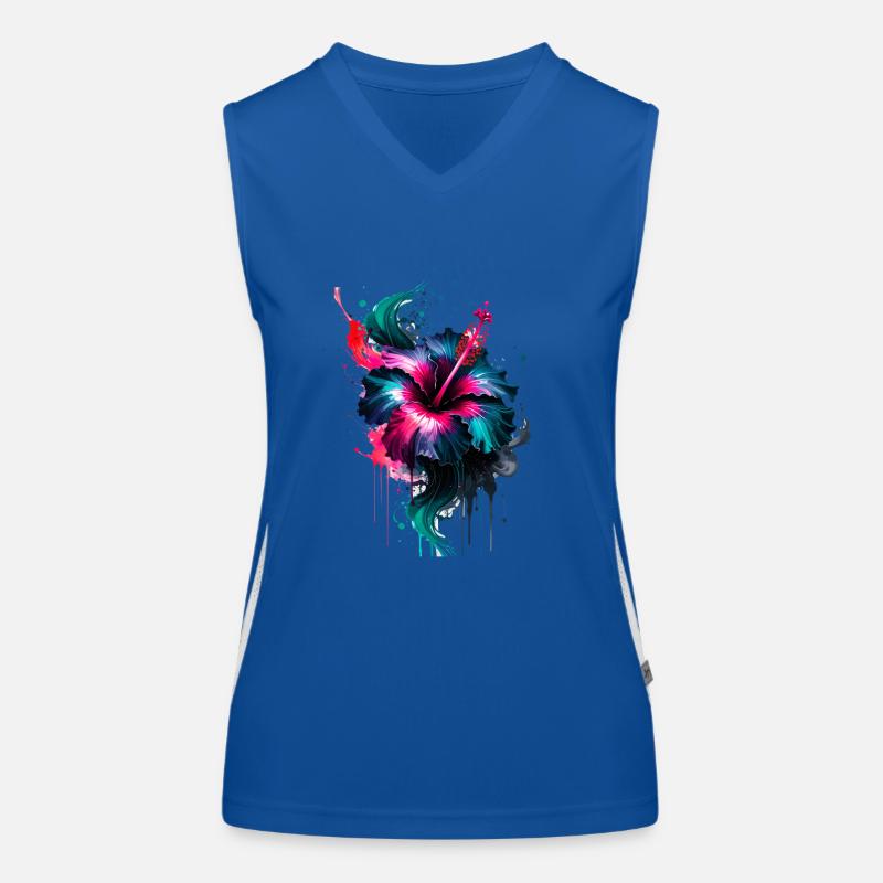 ink,hibiscus,illustration,painting,graffiti,flower Women's Functional Contrast Tank Top