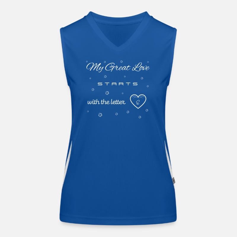 Meine Große Liebe beginnt mit dem Buchstaben E Funktionelles Kontrast-Tank Top für Frauen