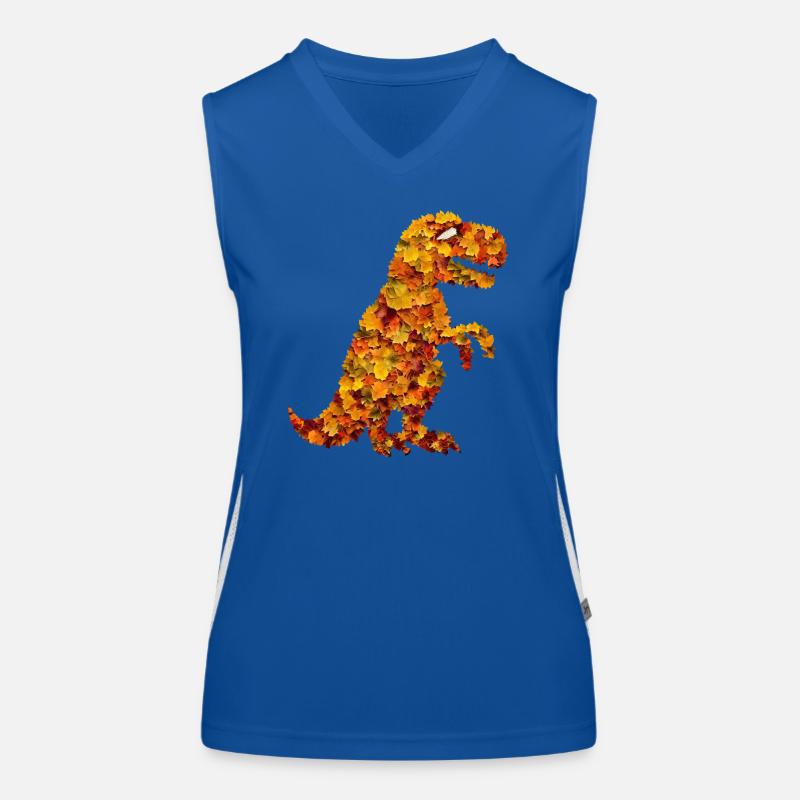 Dinosaure Trex du feuillage des feuilles d’automne Débardeur respirant contrasté Femme