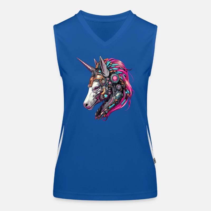 Cool Unicorn Cyborg Robot - Unique Women's Functional Contrast Tank Top