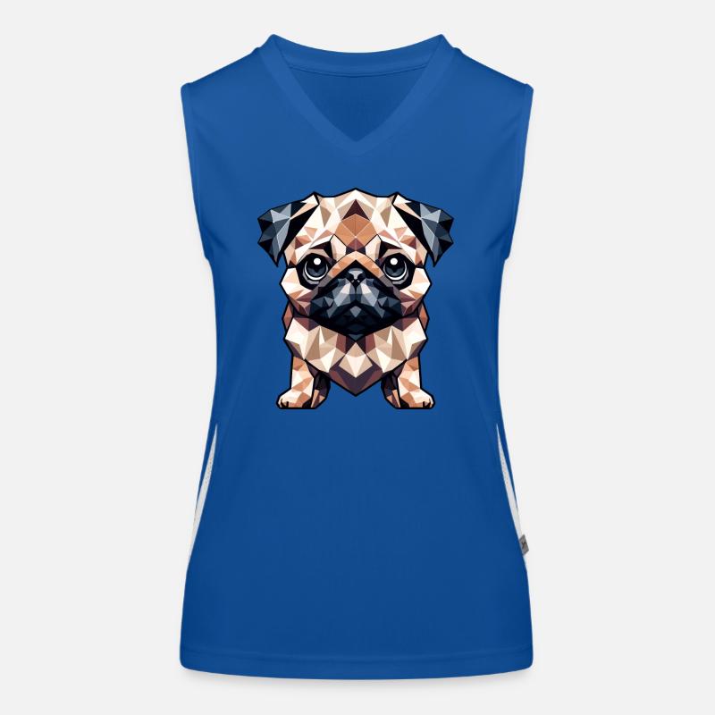 Mops in Polygon-Kunst Geometrisches Design Funktionelles Kontrast-Tank Top für Frauen