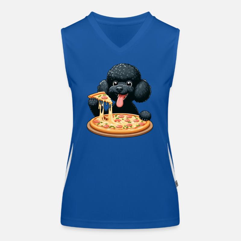 Comic Pudel mit Pizza Funktionelles Kontrast-Tank Top für Frauen