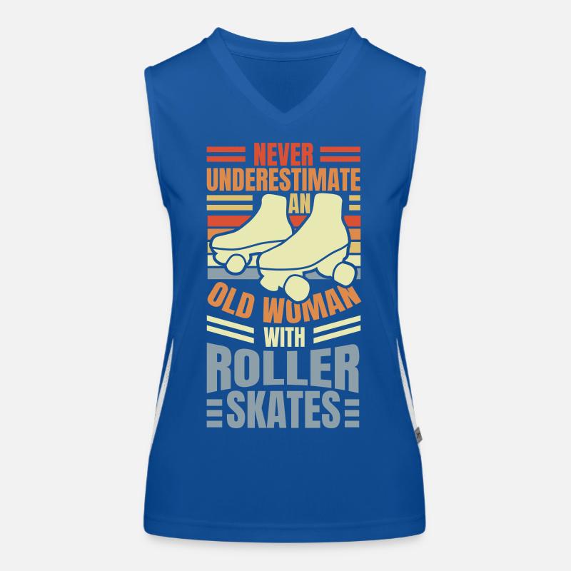Alte Frau mit Rollschuhen Funktionelles Kontrast-Tank Top für Frauen
