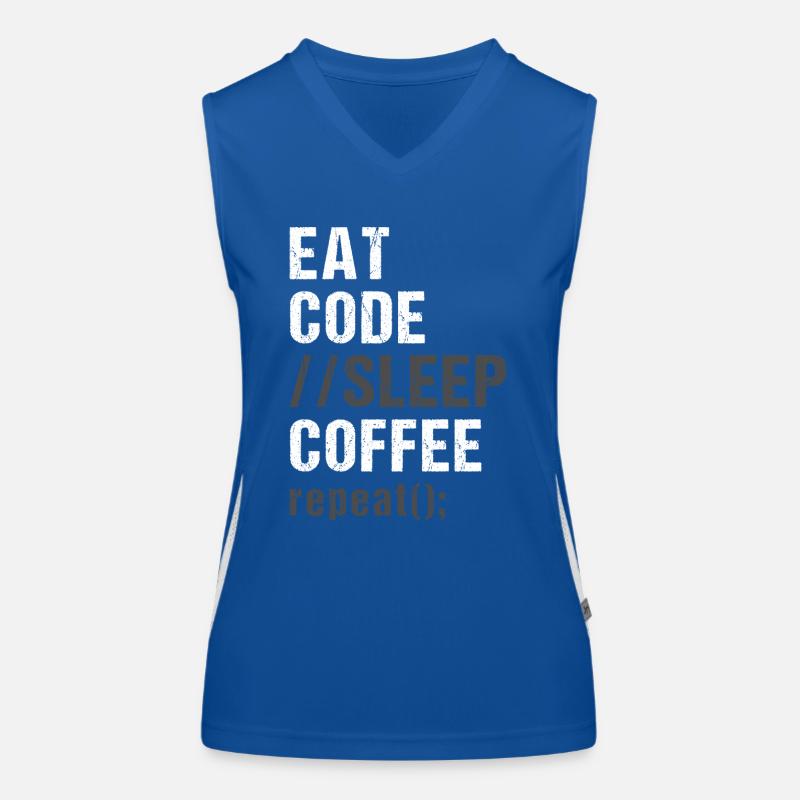 Essen Code Schlaf Kaffee Wiederholen Funktionelles Kontrast-Tank Top für Frauen
