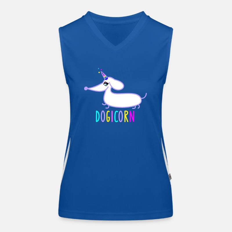 Teckel comme licorne (b) Débardeur respirant contrasté Femme