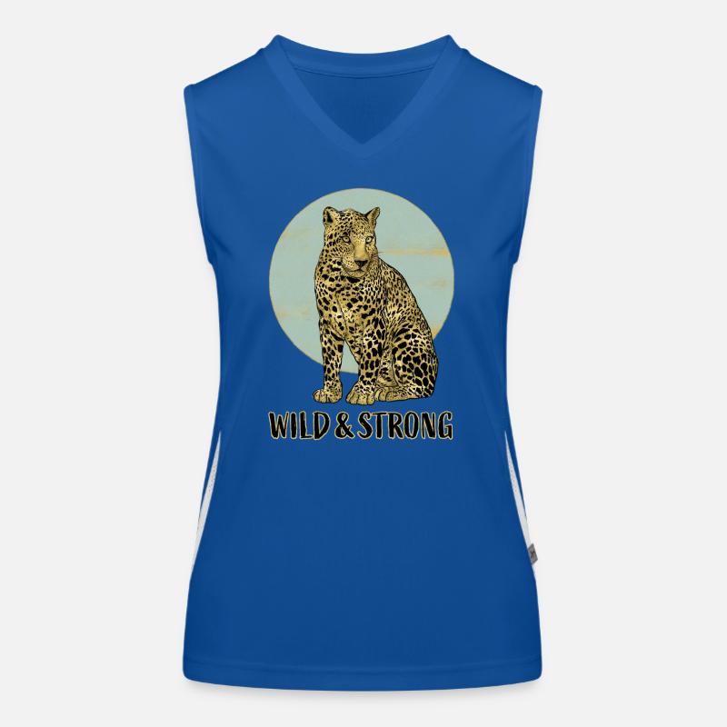 Leopard. Wild and Strong. Funktionelles Kontrast-Tank Top für Frauen