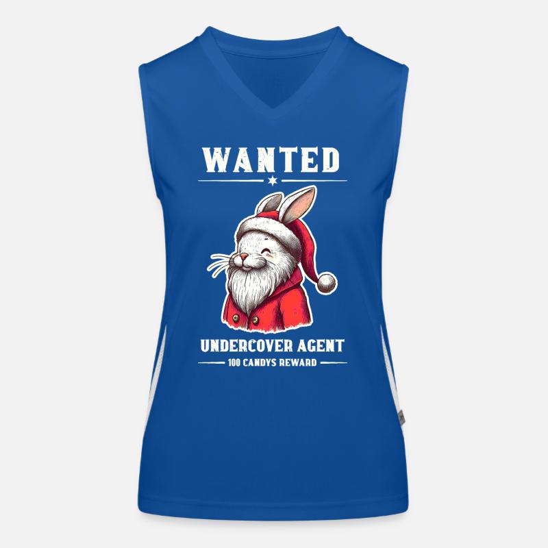 Christmas Easter Bunny wanted! Smile guaranteed. Women's Functional Contrast Tank Top