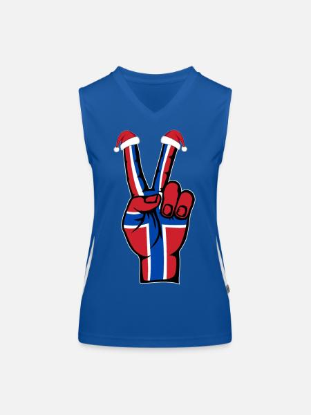 Norwegen Flagge Weihnachten Peace Symbol - Funktionelles Kontrast-Tank Top für Frauen - Royal/Weiß - Vorne