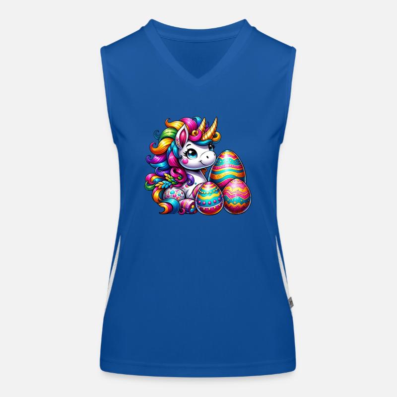 Easter Unicorn & Colorful Eggs Women's Functional Contrast Tank Top