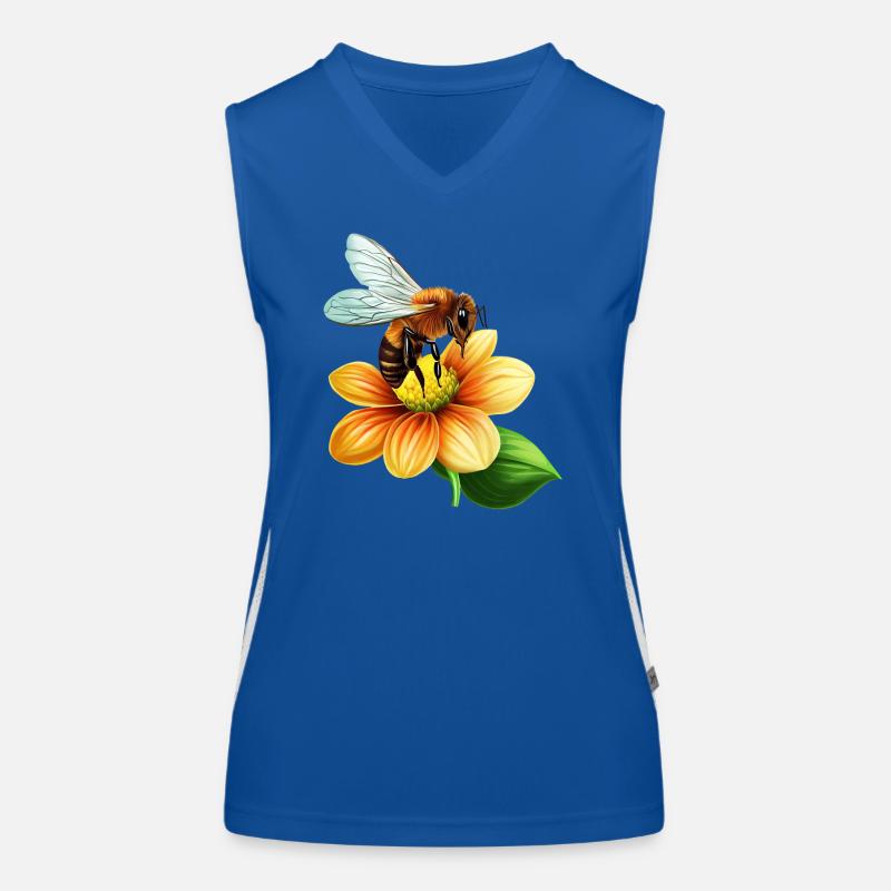 Honey bee at work: bloom pollination design Women's Functional Contrast Tank Top