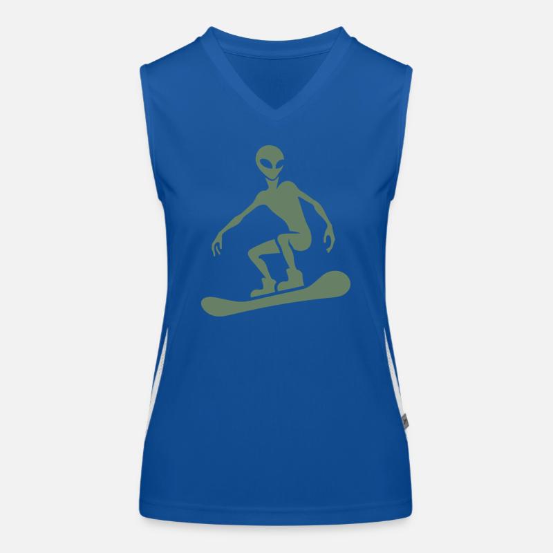 Minimalistisches Design: Alien Snowboarder Silhoue Funktionelles Kontrast-Tank Top für Frauen