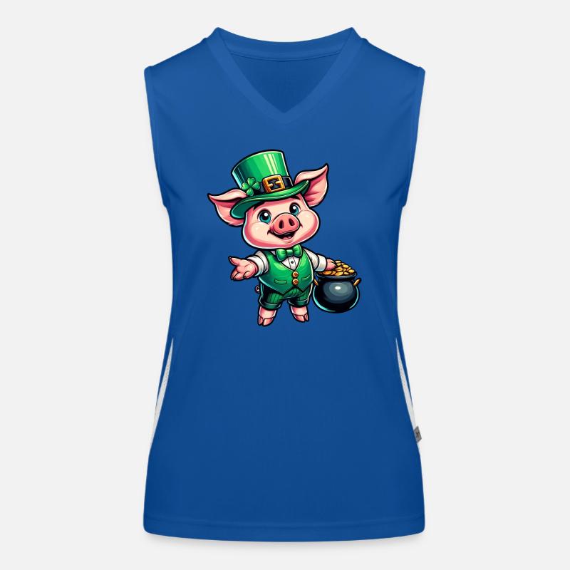 Süßes St. Patricks Schweinchen Funktionelles Kontrast-Tank Top für Frauen
