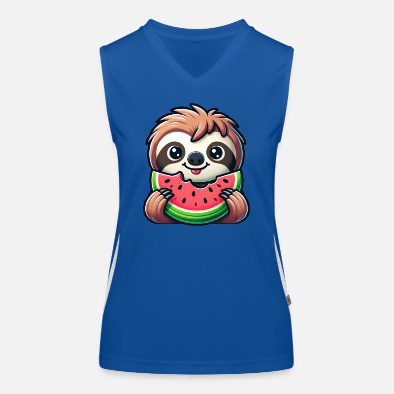 Faultier Sommerfrucht Melone Funktionelles Kontrast-Tank Top für Frauen