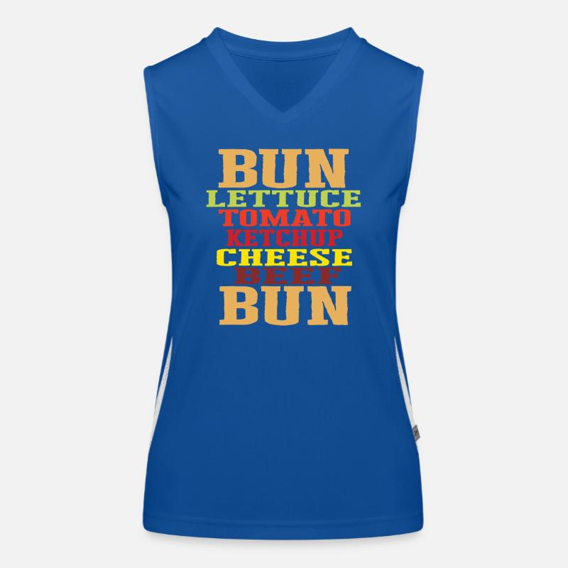 Burger Ingredients Typography Cheeseburger Construction Women's Functional Contrast Tank Top