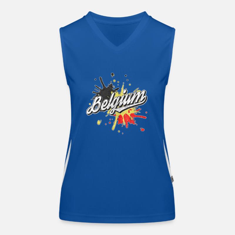 Belgium Belgium text font flag Women's Functional Contrast Tank Top