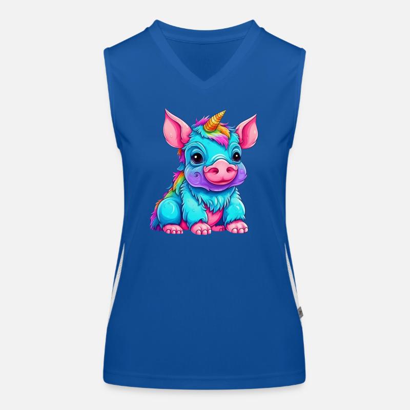Fusion von Schwein und Einhorn - Regenbogen Design Funktionelles Kontrast-Tank Top für Frauen